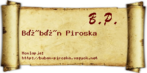 Búbán Piroska névjegykártya